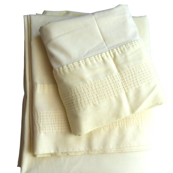 Vintage 70s Springmaid Full 4pc Sheet Set Canary Yellow No Iron Percale Cottage - Picture 5 of 10